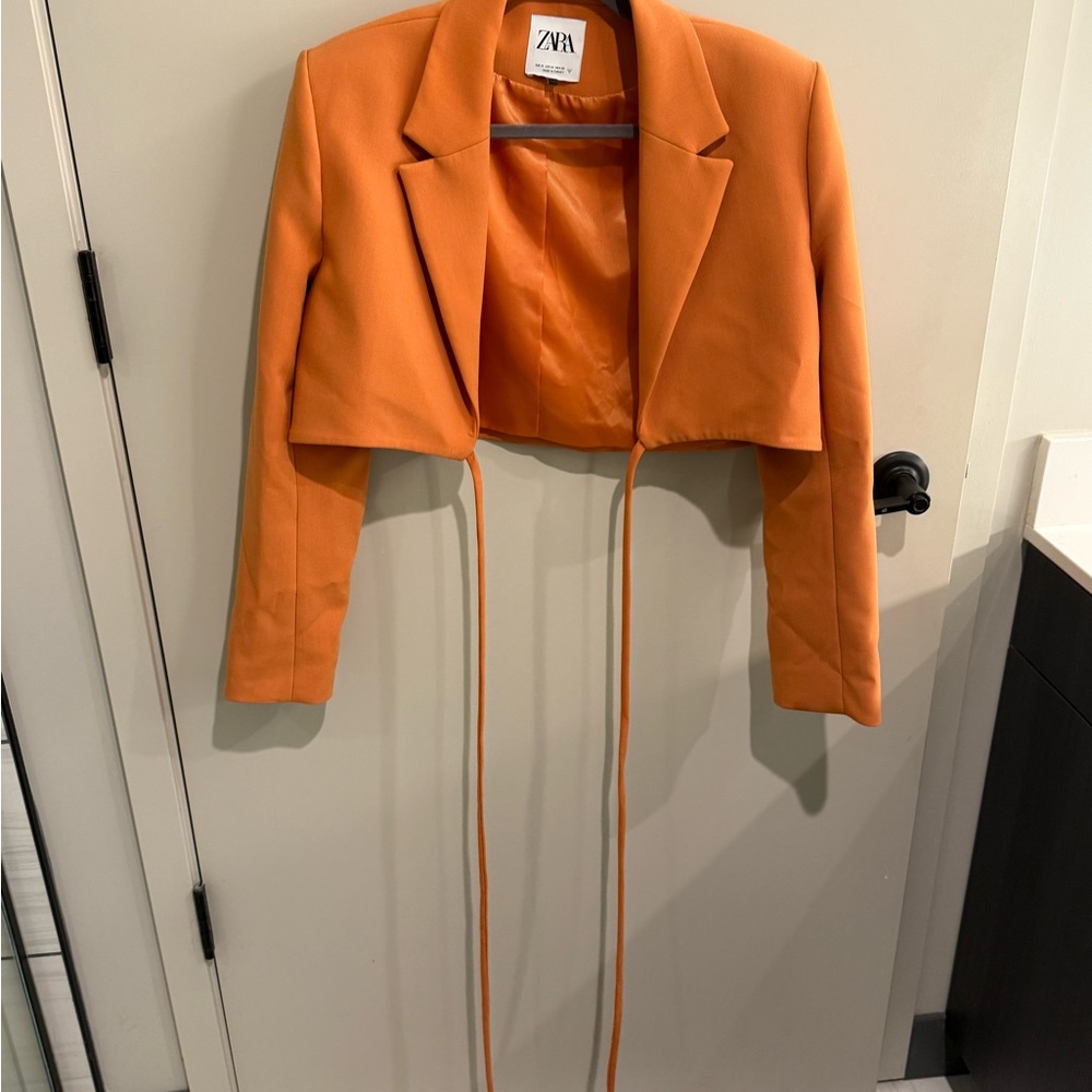 Zara cropped orange blazer